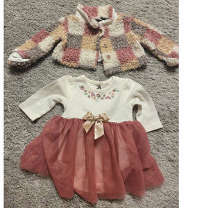 Baby Starters Baby Girl Dress & Sherpa Jacket Set 3M Fall Outfit